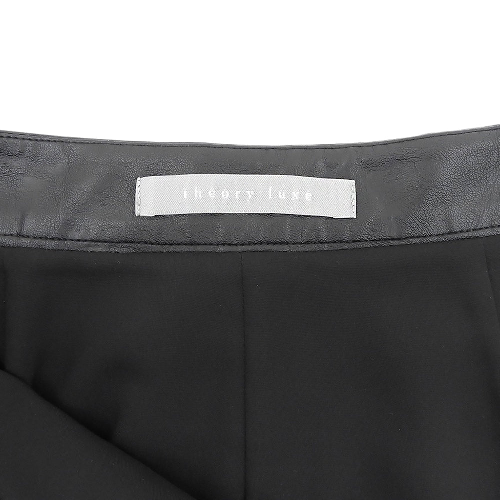 theory luxe セオリーリュクス 美品 フェイクレザー フロントタックロングフレアスカート レディース 黒 ブラック S32 03-5107315 25SS スカート
