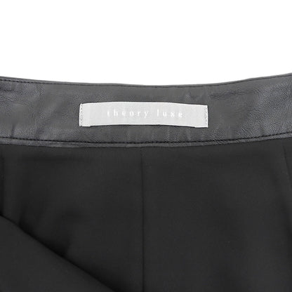 theory luxe セオリーリュクス 美品 フェイクレザー フロントタックロングフレアスカート レディース 黒 ブラック S32 03-5107315 25SS スカート