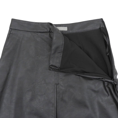 theory luxe セオリーリュクス 美品 フェイクレザー フロントタックロングフレアスカート レディース 黒 ブラック S32 03-5107315 25SS スカート