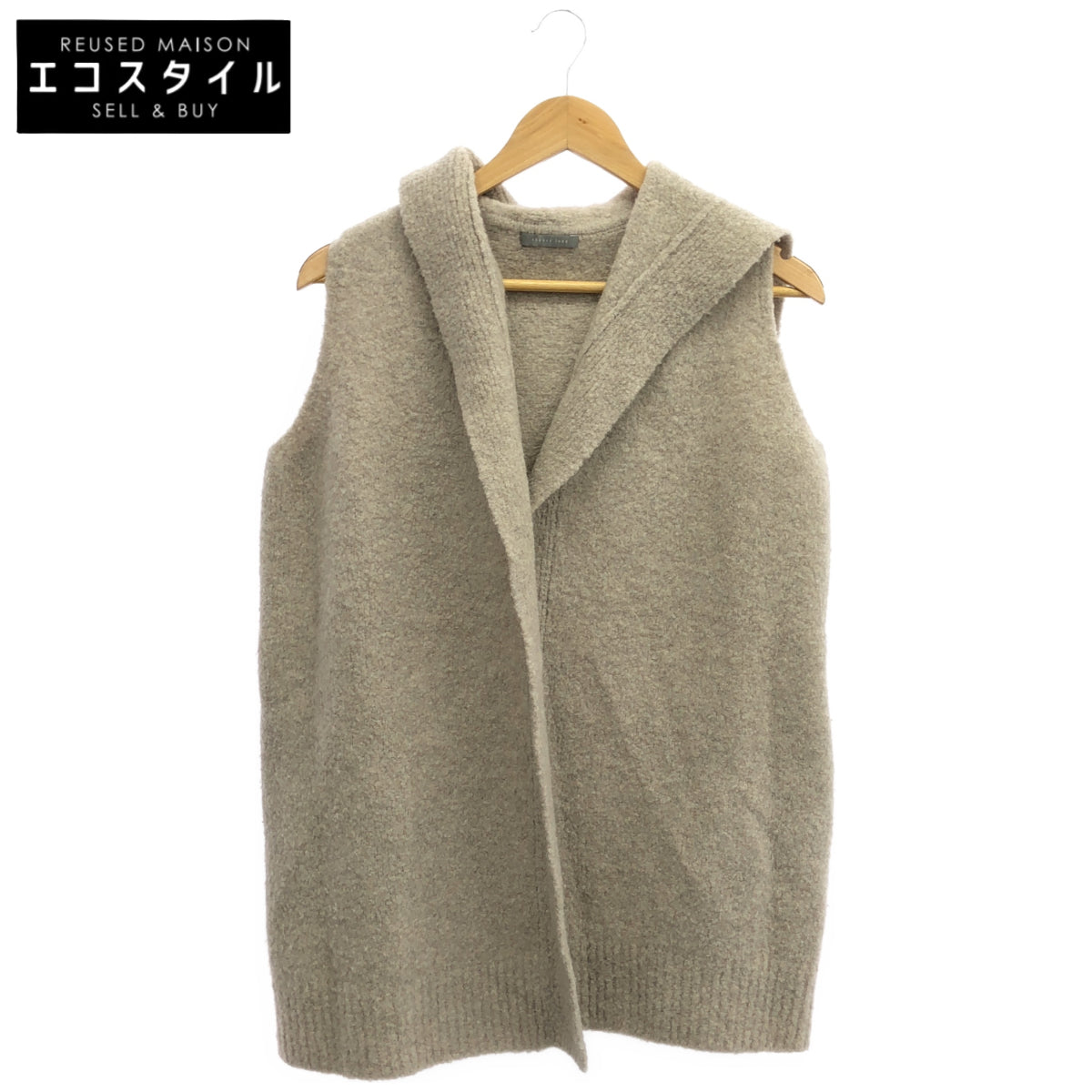 theory luxe セオリーリュクス 24AW 03-4403715 Piazzo Dora SL ベージュ ウール混 ノースリーブ フーディニットジレカーディガン ジャケット