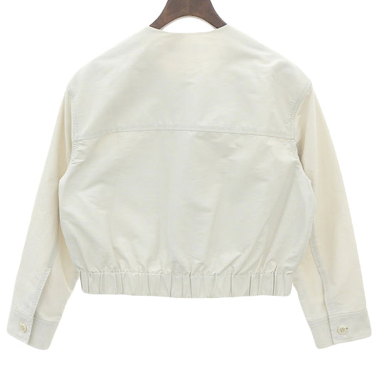 theory luxe セオリーリュクス 美品 コットン×ナイロン ノーカラークロップドジャケット レディース ベージュ S32 03-4104103 24SS ジャケット