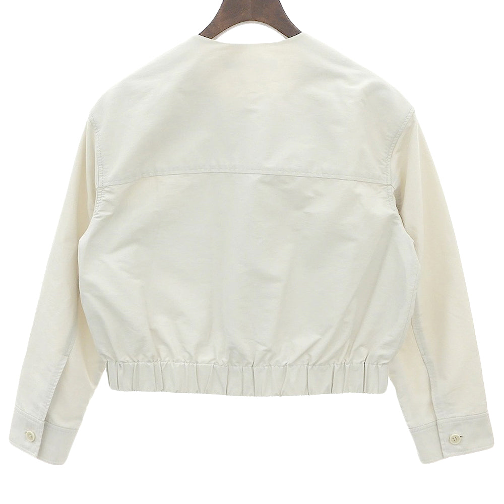 theory luxe セオリーリュクス 美品 コットン×ナイロン ノーカラークロップドジャケット レディース ベージュ S32 03-4104103 24SS ジャケット