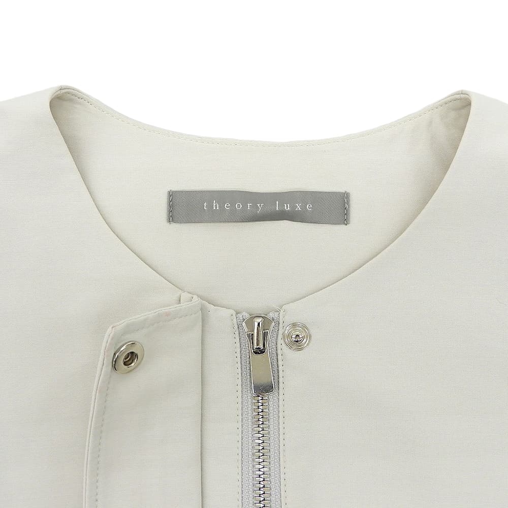 theory luxe セオリーリュクス 美品 コットン×ナイロン ノーカラークロップドジャケット レディース ベージュ S32 03-4104103 24SS ジャケット