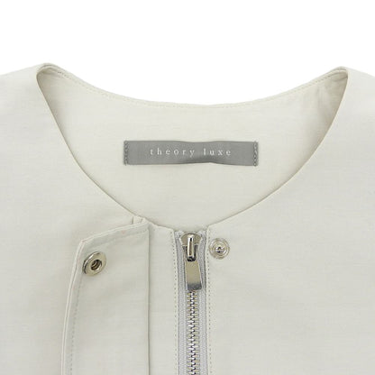 theory luxe セオリーリュクス 美品 コットン×ナイロン ノーカラークロップドジャケット レディース ベージュ S32 03-4104103 24SS ジャケット