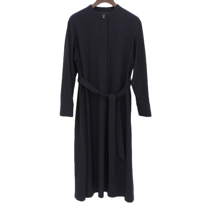 theory luxe セオリーリュクス 美品 ウール混 ハーフボタン ベルテッド ロングスリーブ ワンピース レディース ネイビー 32 03-3305519 ワンピース