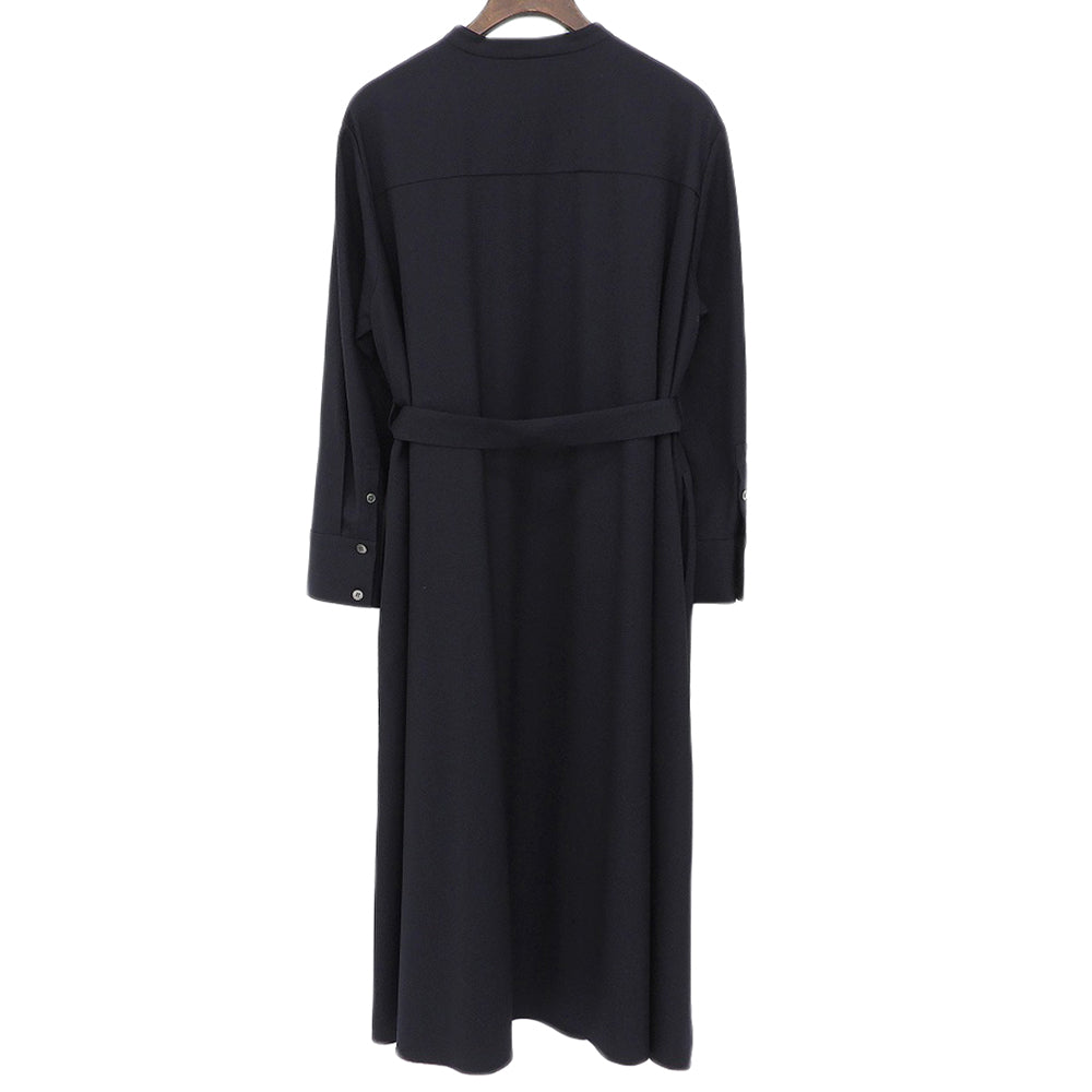 theory luxe セオリーリュクス 美品 ウール混 ハーフボタン ベルテッド ロングスリーブ ワンピース レディース ネイビー 32 03-3305519 ワンピース