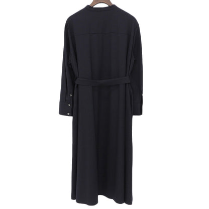 theory luxe セオリーリュクス 美品 ウール混 ハーフボタン ベルテッド ロングスリーブ ワンピース レディース ネイビー 32 03-3305519 ワンピース