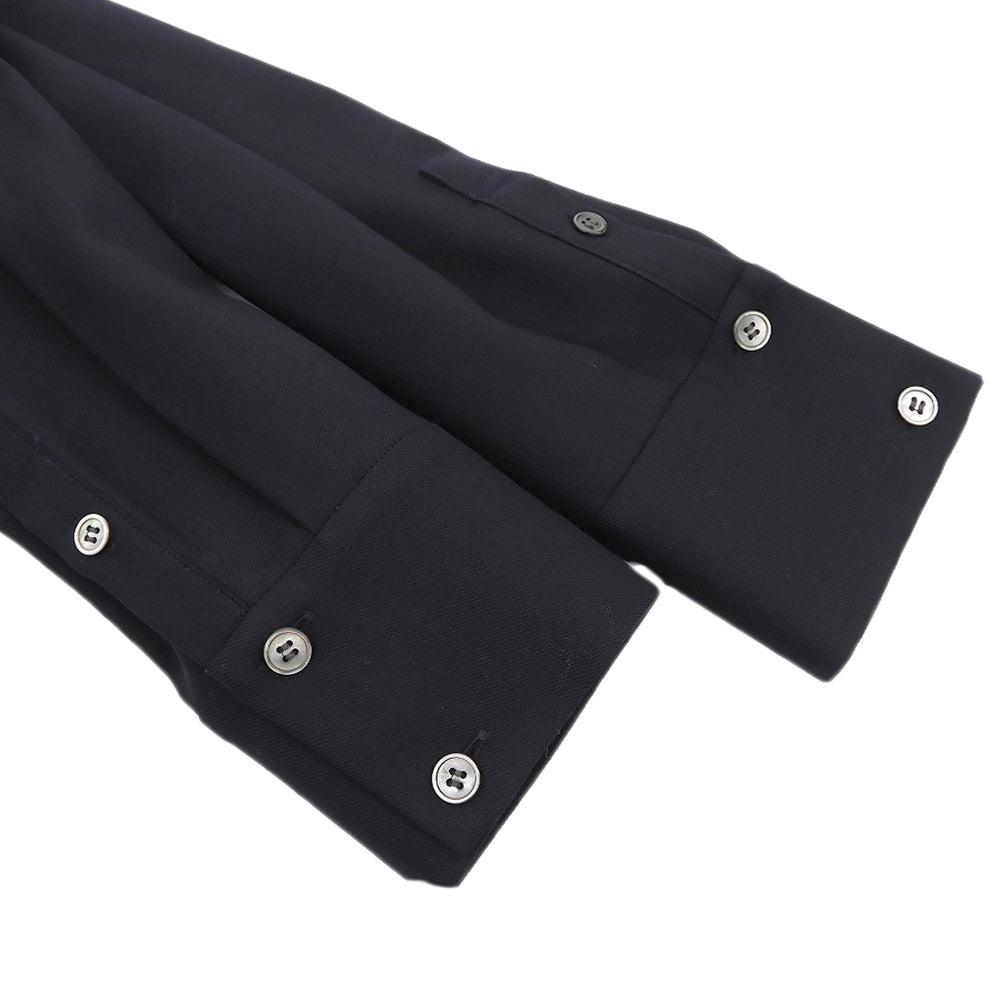 theory luxe セオリーリュクス 美品 ウール混 ハーフボタン ベルテッド ロングスリーブ ワンピース レディース ネイビー 32 03-3305519 ワンピース