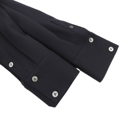 theory luxe セオリーリュクス 美品 ウール混 ハーフボタン ベルテッド ロングスリーブ ワンピース レディース ネイビー 32 03-3305519 ワンピース