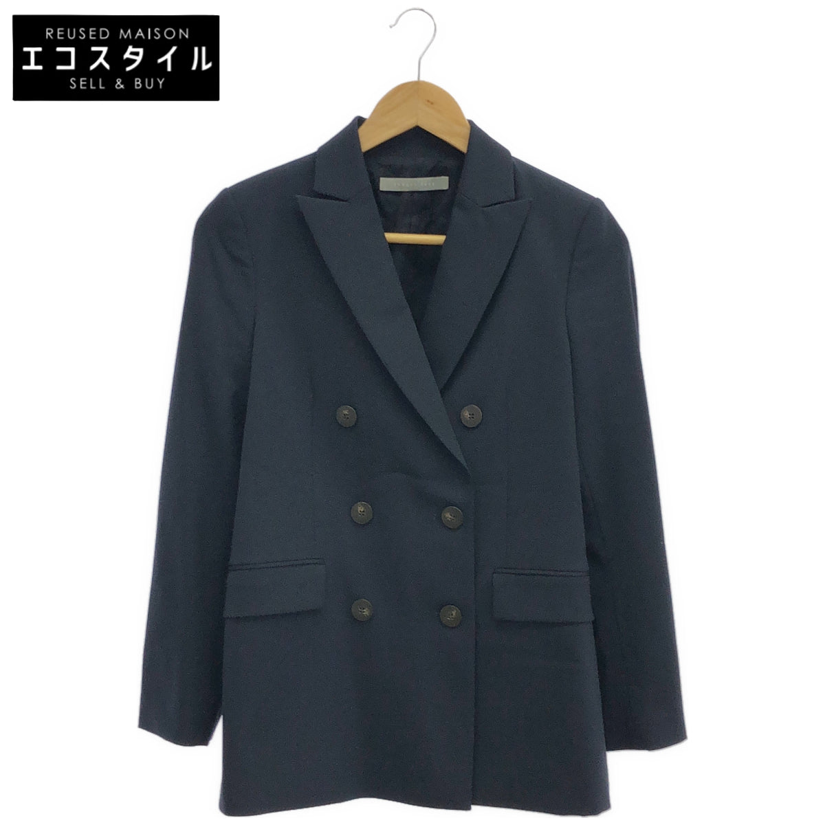 theory luxe セオリーリュクス 03-3304119 Eden Shannon str ネイビー ウール混 ダブルブレスト テーラードジャケット ジャケット