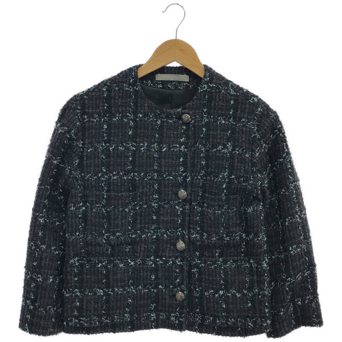 theory luxe セオリーリュクス 03-3404101 MISTY TWEED NICOLE STR ブラック メタルボタンノーカラーツイードジャケット ジャケット