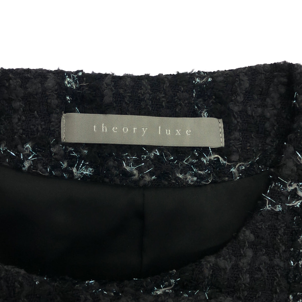 theory luxe セオリーリュクス 03-3404101 MISTY TWEED NICOLE STR ブラック メタルボタンノーカラーツイードジャケット ジャケット