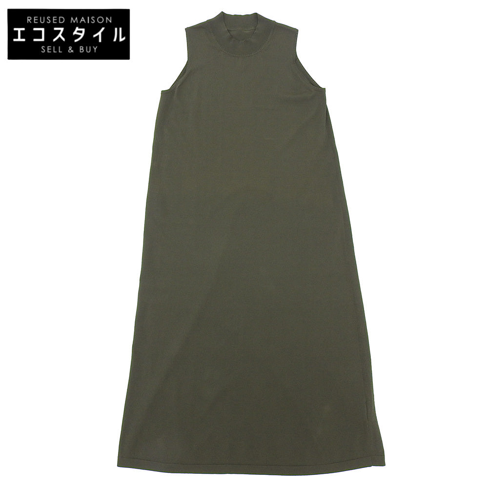 Theory セオリー 美品 レーヨン×ナイロン モックネック ノースリーブ ニットワンピース レディース カーキ P 01-3105721 ワンピース