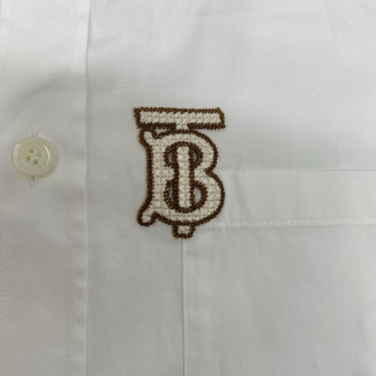 BURBERRY バーバリー 8036763 ホワイト コットン混 TBモノグラム刺繍 ボタンダウンロングスリーブシャツ トップス