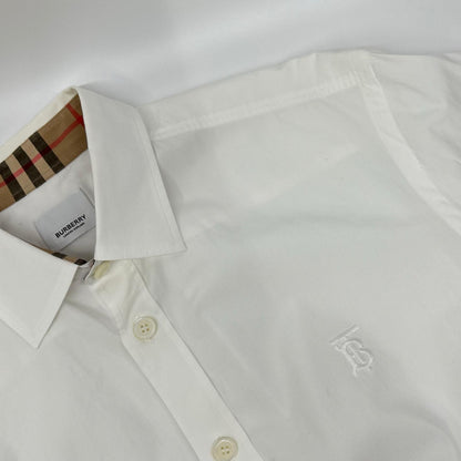 BURBERRY バーバリー 8032308 ホワイト コットンポプリン TBモノグラム刺繍 ヴィンテージチェック ロングスリーブボタンシャツ トップス