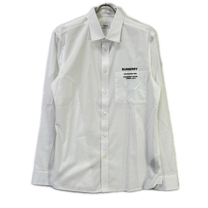 BURBERRY バーバリー 8050263 ホワイト コットン混 ホースフェリーラバープリント メタルカフスボタン ロングスリーブシャツ トップス