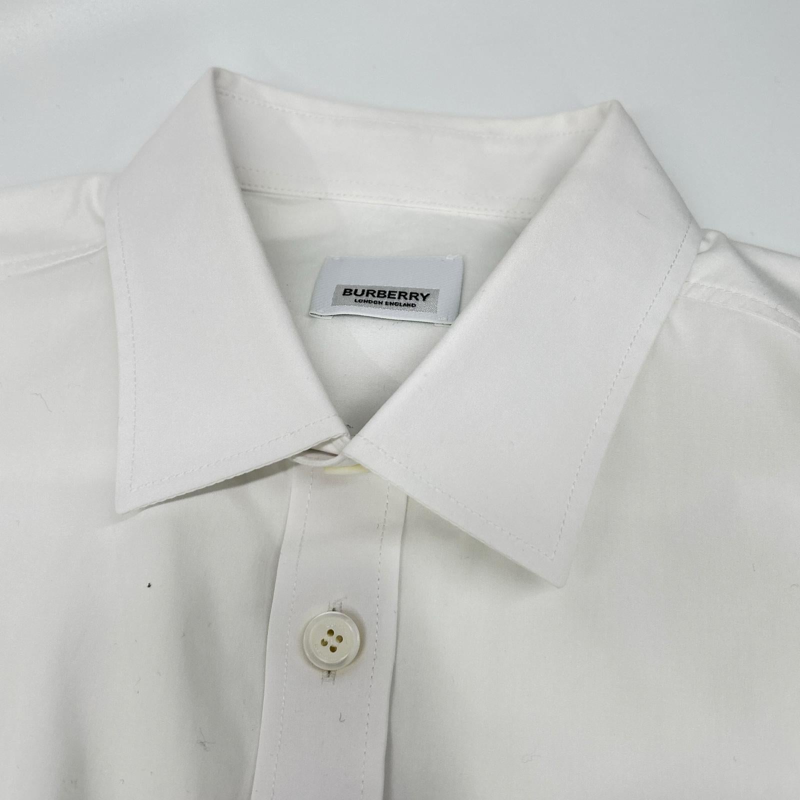 BURBERRY バーバリー 8050263 ホワイト コットン混 ホースフェリーラバープリント メタルカフスボタン ロングスリーブシャツ トップス