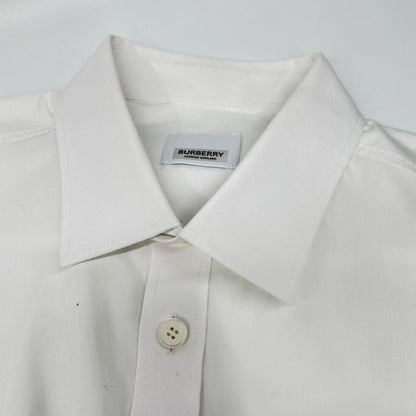 BURBERRY バーバリー 8050263 ホワイト コットン混 ホースフェリーラバープリント メタルカフスボタン ロングスリーブシャツ トップス