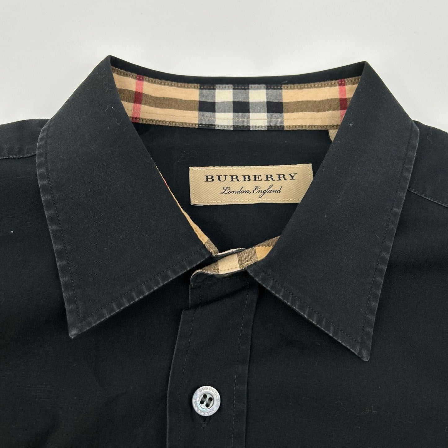 BURBERRY バーバリー 8003074 ブラック コットン混 ロゴ刺繍 ヴィンテージチェック ロングスリーブボタンシャツ トップス