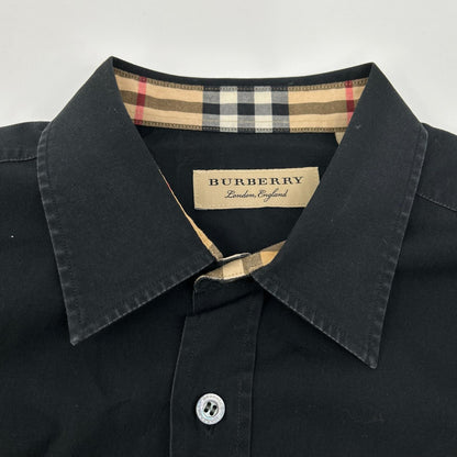 BURBERRY バーバリー 8003074 ブラック コットン混 ロゴ刺繍 ヴィンテージチェック ロングスリーブボタンシャツ トップス