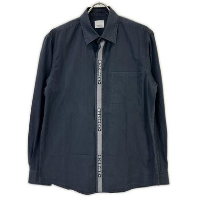 BURBERRY バーバリー 8036118 ブラック コットン ストライプロゴラインデザイン ロングスリーブボタンシャツ トップス