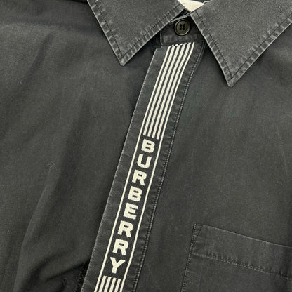 BURBERRY バーバリー 8036118 ブラック コットン ストライプロゴラインデザイン ロングスリーブボタンシャツ トップス