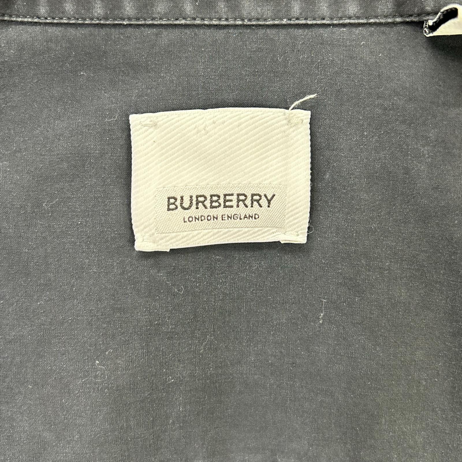 BURBERRY バーバリー 8036118 ブラック コットン ストライプロゴラインデザイン ロングスリーブボタンシャツ トップス