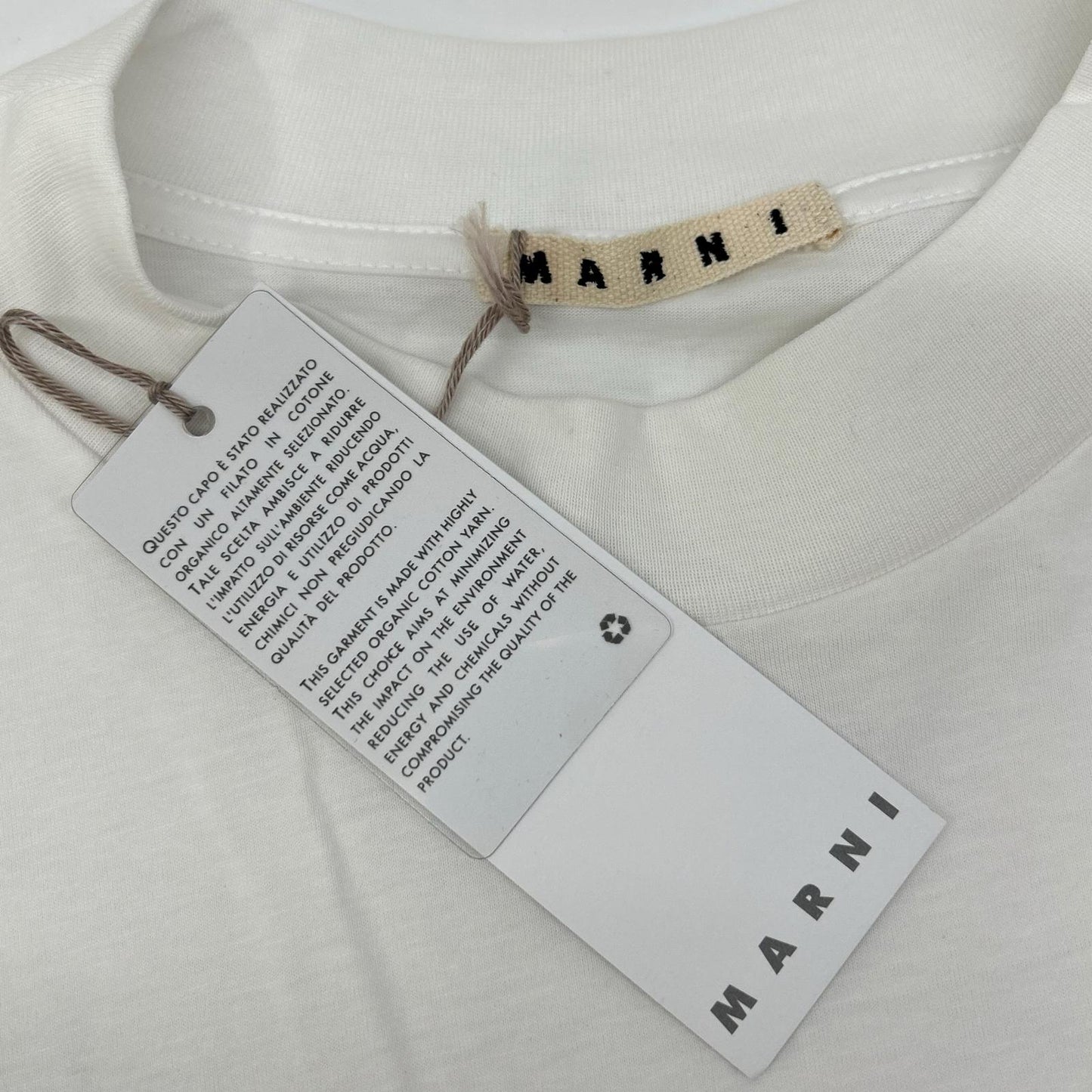 MARNI マルニ HUMU0242X0 ホワイト オーガニックコットン ロゴ刺? モックネックロングスリーブカットソー トップス