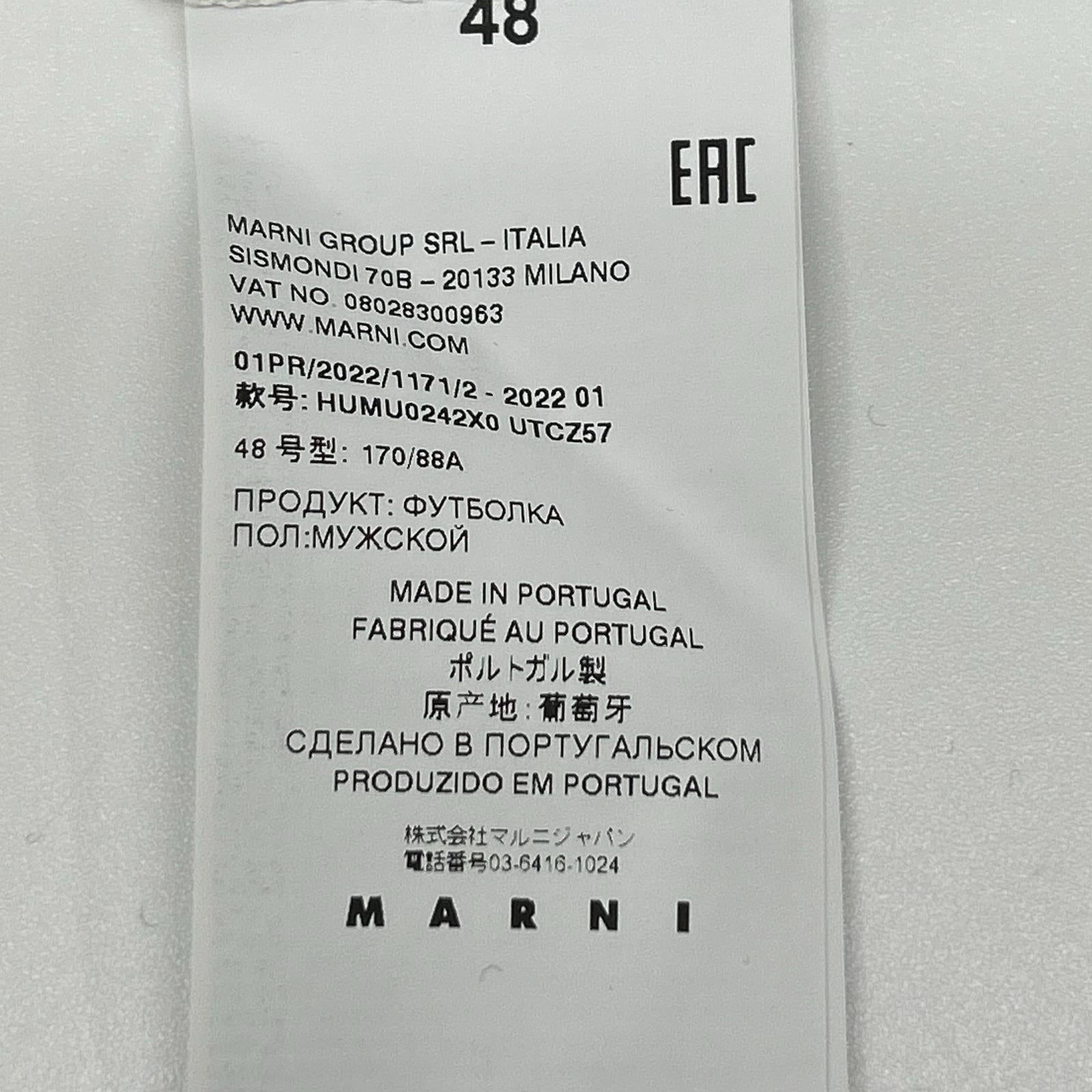MARNI マルニ HUMU0242X0 ホワイト オーガニックコットン ロゴ刺? モックネックロングスリーブカットソー トップス