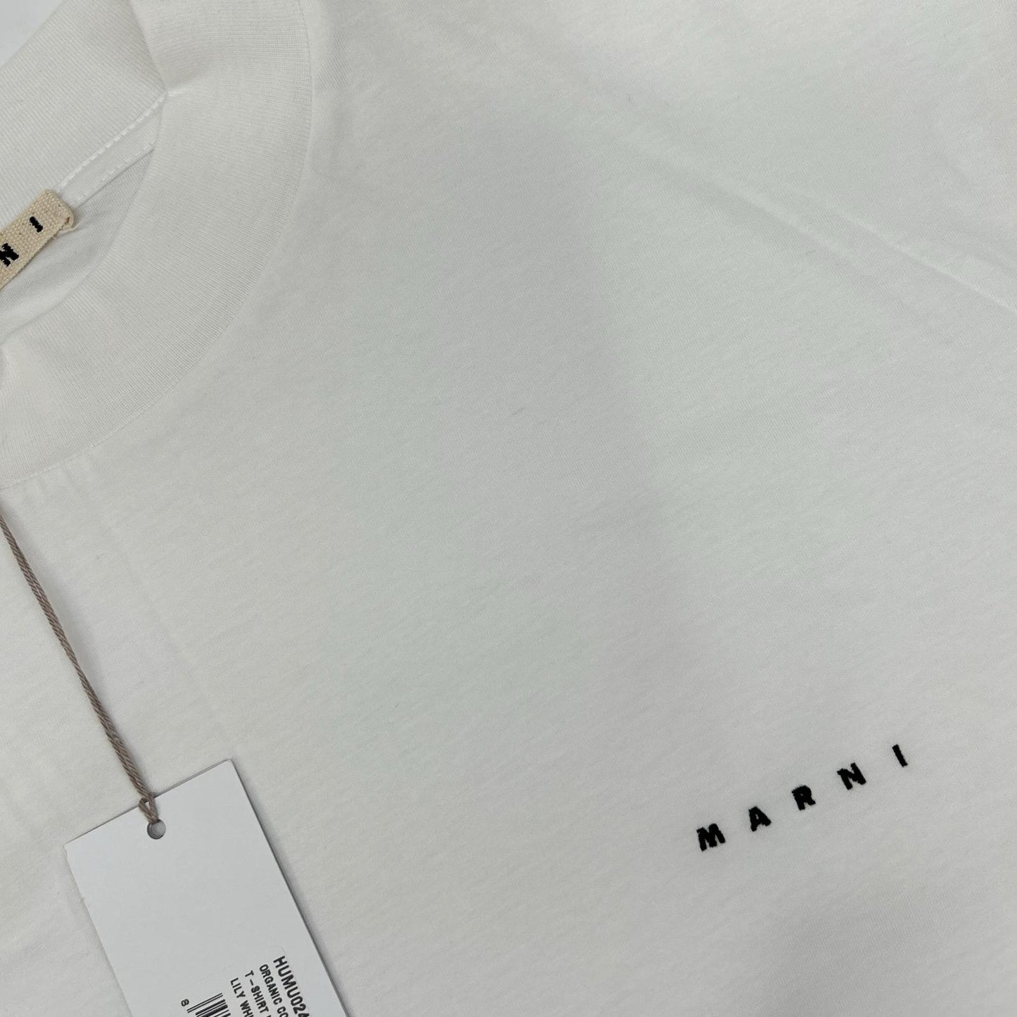 MARNI マルニ HUMU0242X0 ホワイト オーガニックコットン ロゴ刺? モックネックロングスリーブカットソー トップス