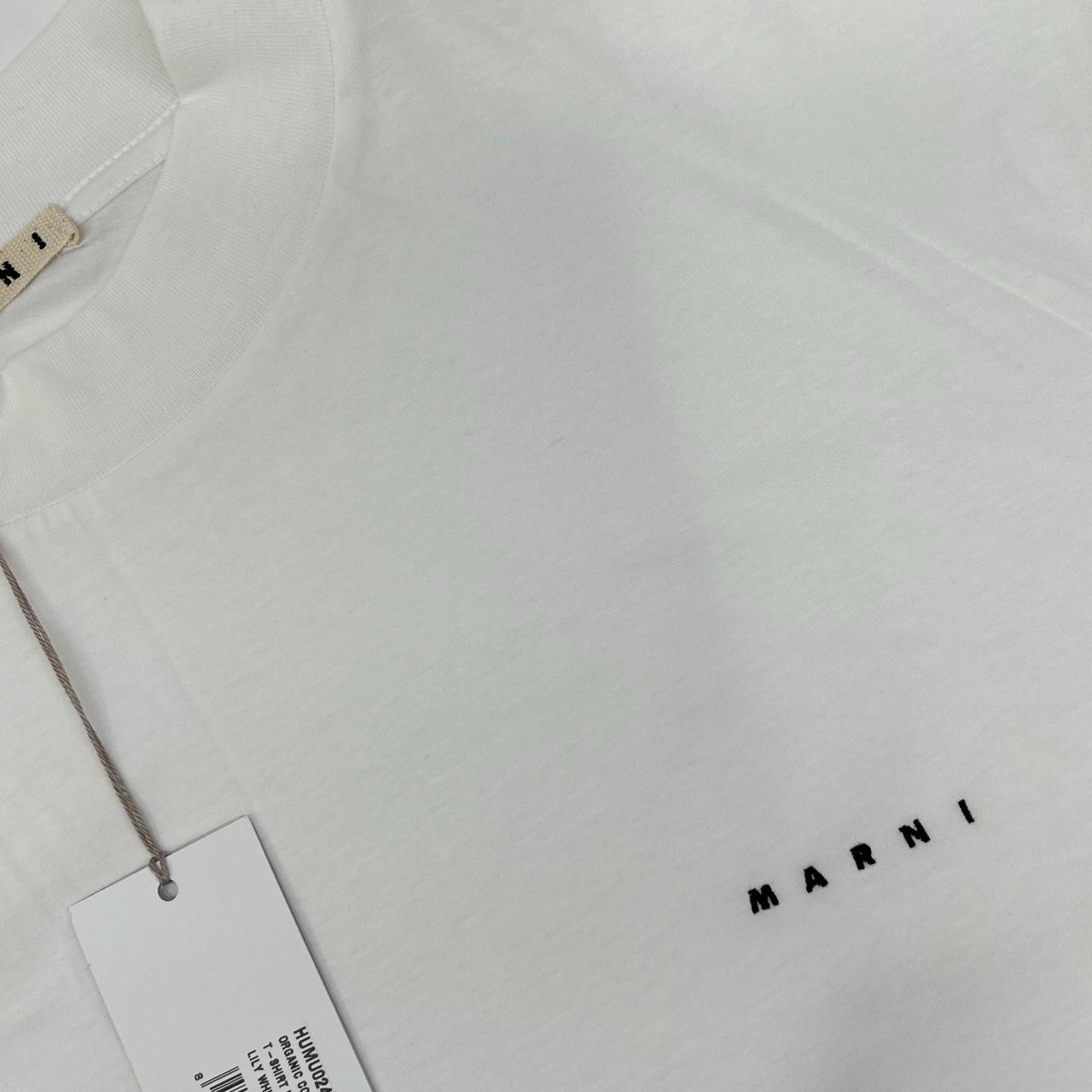 MARNI マルニ HUMU0242X0 ホワイト オーガニックコットン ロゴ刺? モックネックロングスリーブカットソー トップス