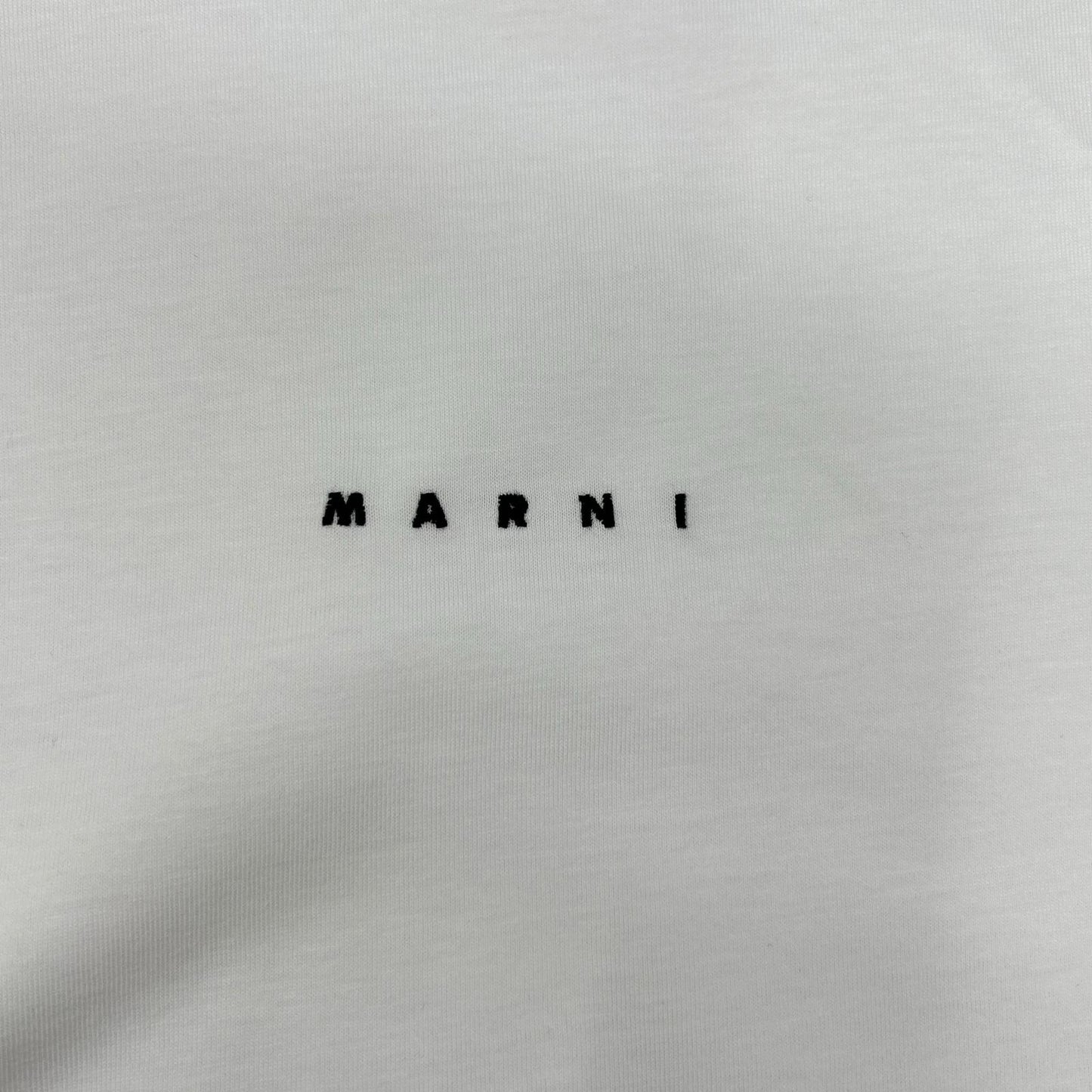 MARNI マルニ HUMU0242X0 ホワイト オーガニックコットン ロゴ刺? モックネックロングスリーブカットソー トップス