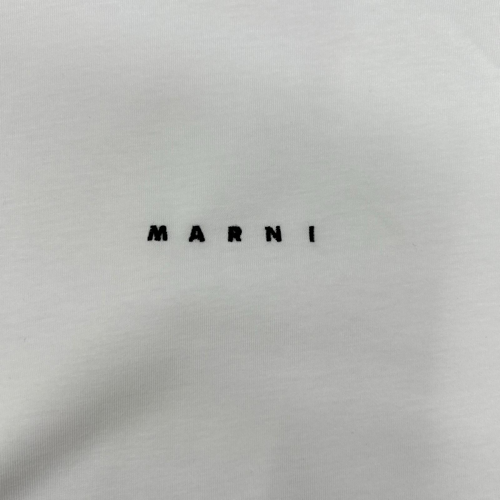 MARNI マルニ HUMU0242X0 ホワイト オーガニックコットン ロゴ刺? モックネックロングスリーブカットソー トップス