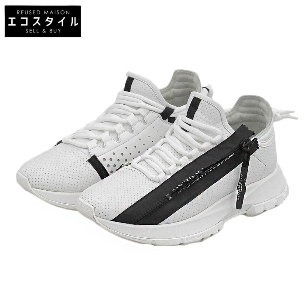 GIVENCHY Givenchy SPECTRE LOW calf leather Runner Zip low-top sneakers men's white × black 24.0cm BE0019E0SV shoes