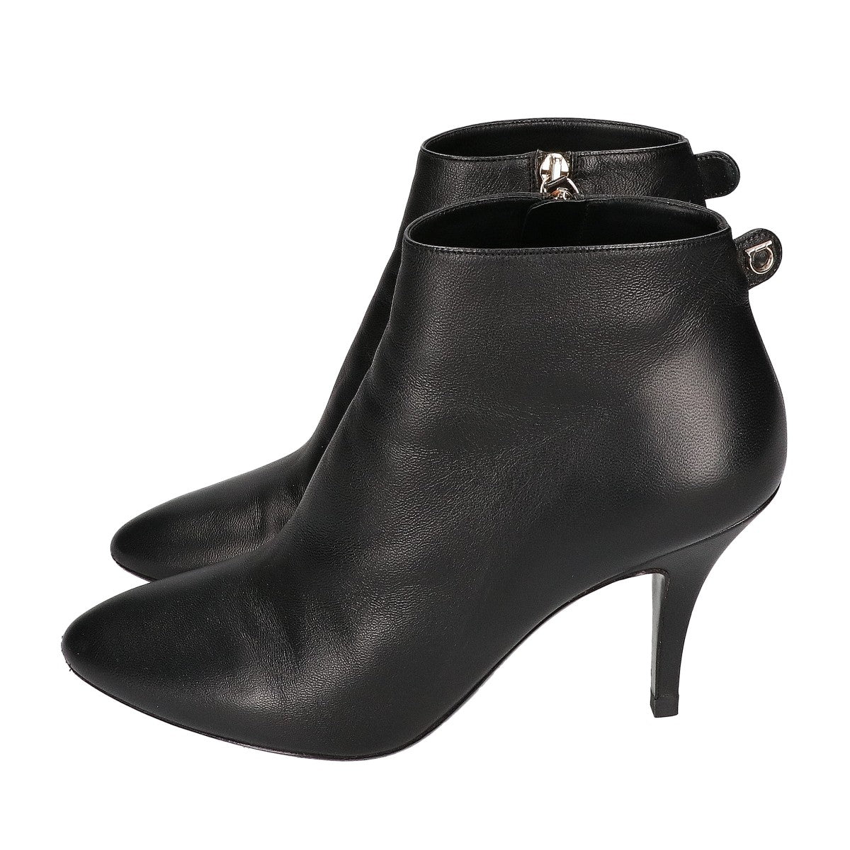 SalvatoreFerragamo サルバトーレフェラガモ 0726441 JOAN ジョアン ナッパカーフ アーモンドトゥ サイドジップ ピンヒール ブーツ シューズ