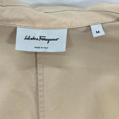 SalvatoreFerragamo サルバトーレフェラガモ 0728072 ホワイト×ベージュ バイカラー コットン オープンカラーロングスリーブシャツ トップス
