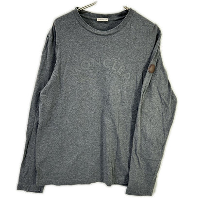 MONCLER モンクレール 24年製 グレー LS TSHIRT レザ-パッチ ロゴプリント長袖カットソー トップス