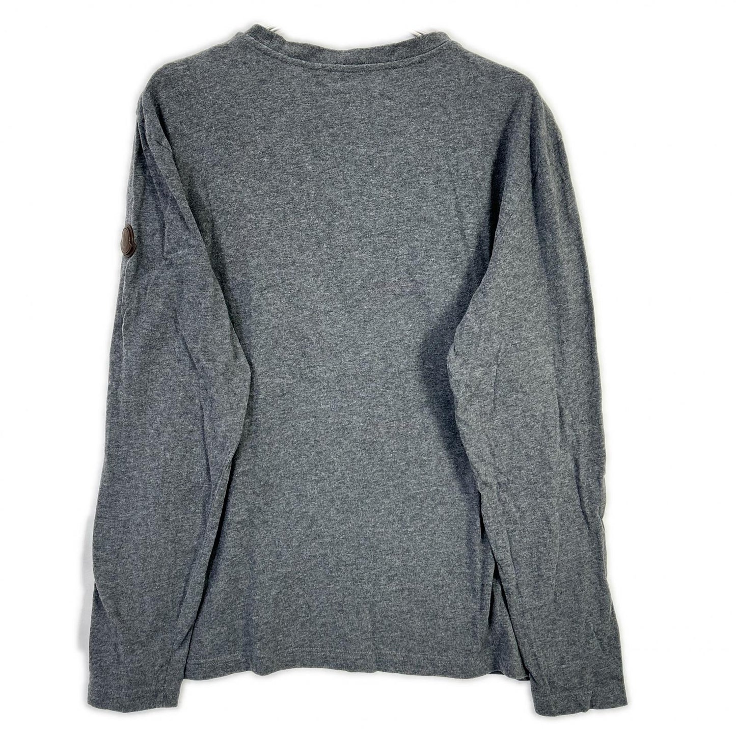 MONCLER モンクレール 24年製 グレー LS TSHIRT レザ-パッチ ロゴプリント長袖カットソー トップス