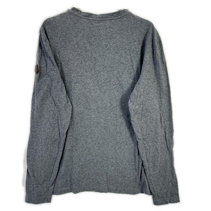 MONCLER モンクレール 24年製 グレー LS TSHIRT レザ-パッチ ロゴプリント長袖カットソー トップス