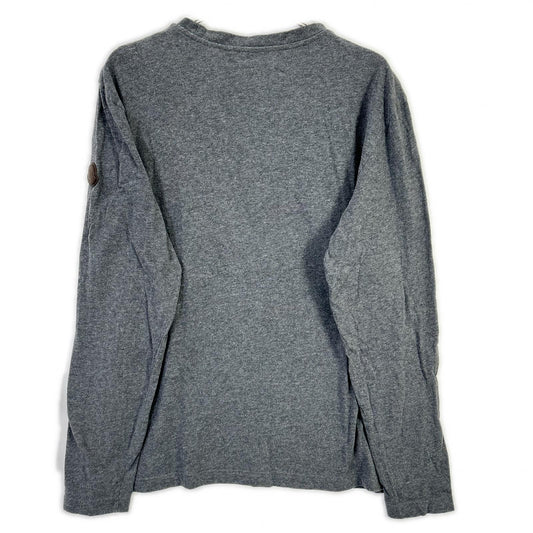 MONCLER モンクレール 24年製 グレー LS TSHIRT レザ-パッチ ロゴプリント長袖カットソー トップス