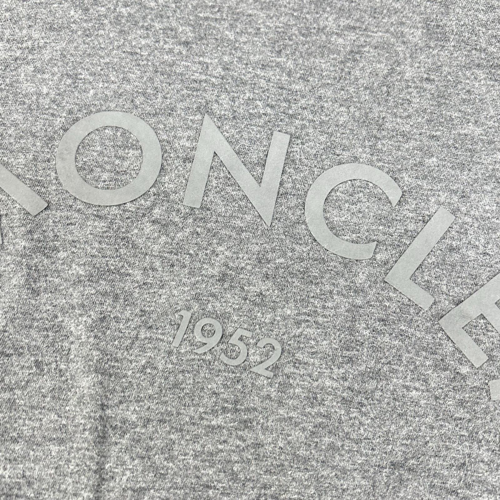 MONCLER モンクレール 24年製 グレー LS TSHIRT レザ-パッチ ロゴプリント長袖カットソー トップス