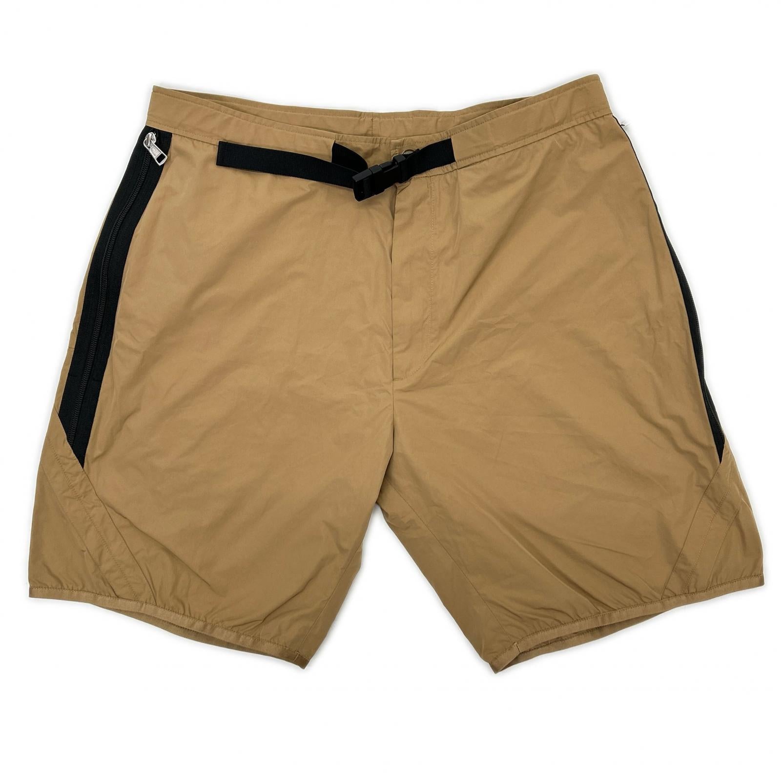 MONCLER モンクレール 20年製 ブラウン PANTALONE BERMUDA ナイロン ラバーロゴ サイドジップショートパンツ ボトムス