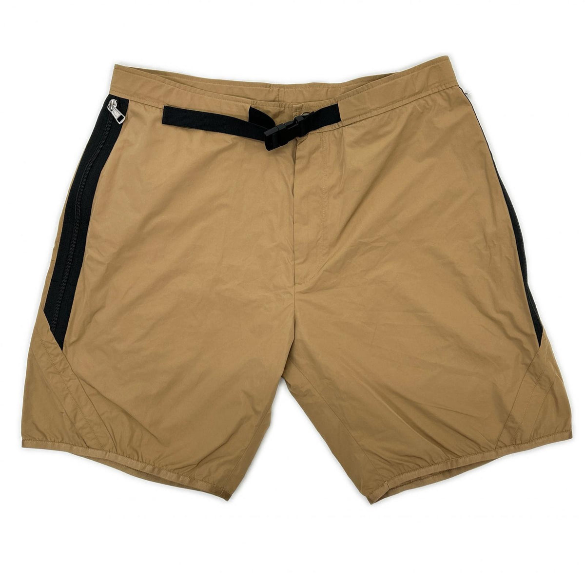MONCLER モンクレール 20年製 ブラウン PANTALONE BERMUDA ナイロン ラバーロゴ サイドジップショートパンツ ボトムス