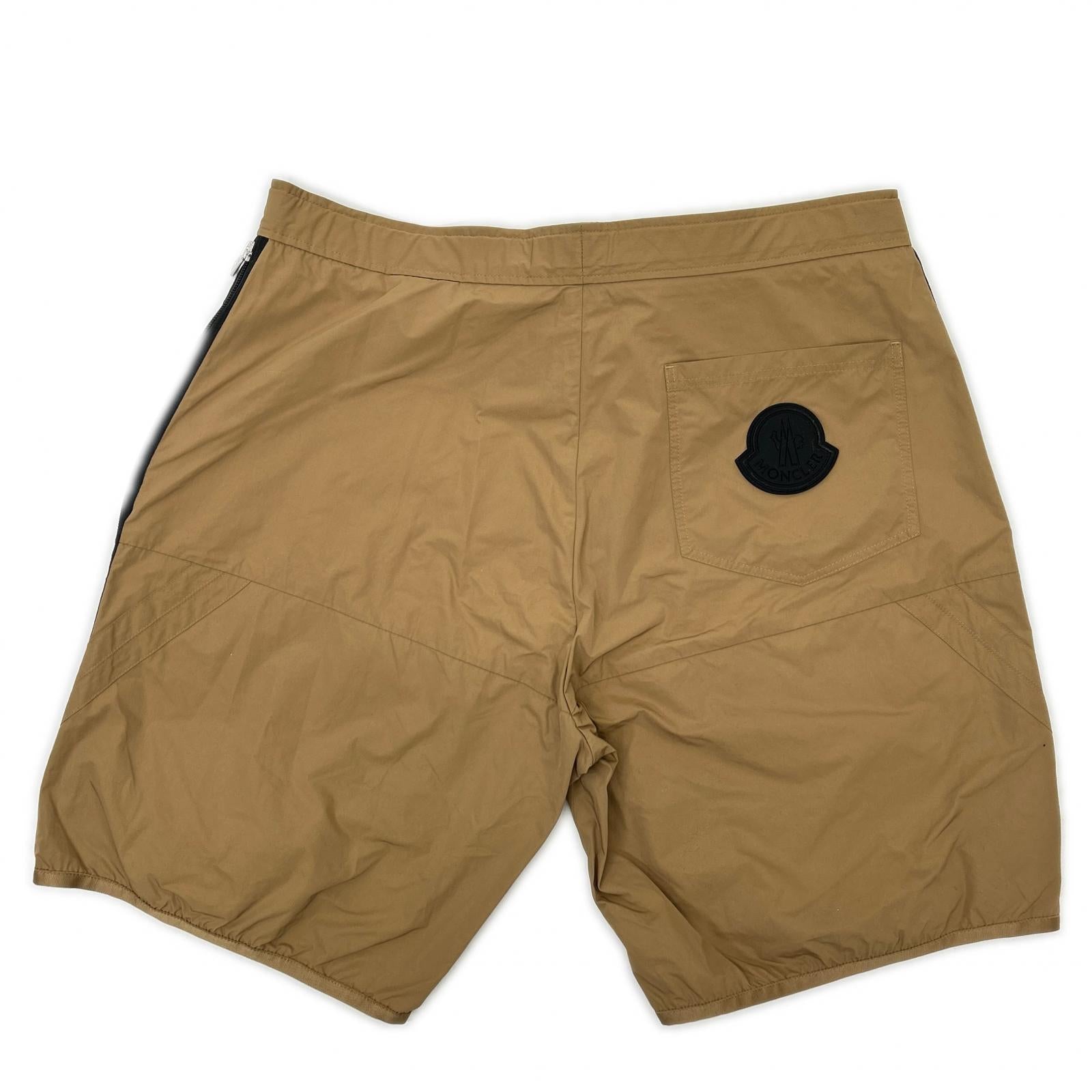 MONCLER モンクレール 20年製 ブラウン PANTALONE BERMUDA ナイロン ラバーロゴ サイドジップショートパンツ ボトムス