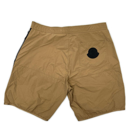 MONCLER モンクレール 20年製 ブラウン PANTALONE BERMUDA ナイロン ラバーロゴ サイドジップショートパンツ ボトムス