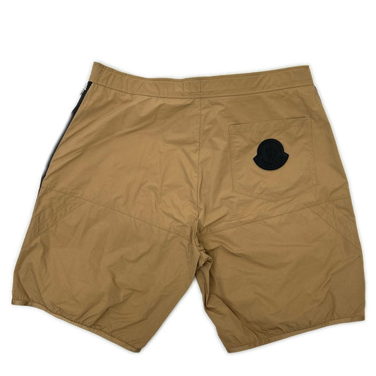 MONCLER モンクレール 20年製 ブラウン PANTALONE BERMUDA ナイロン ラバーロゴ サイドジップショートパンツ ボトムス