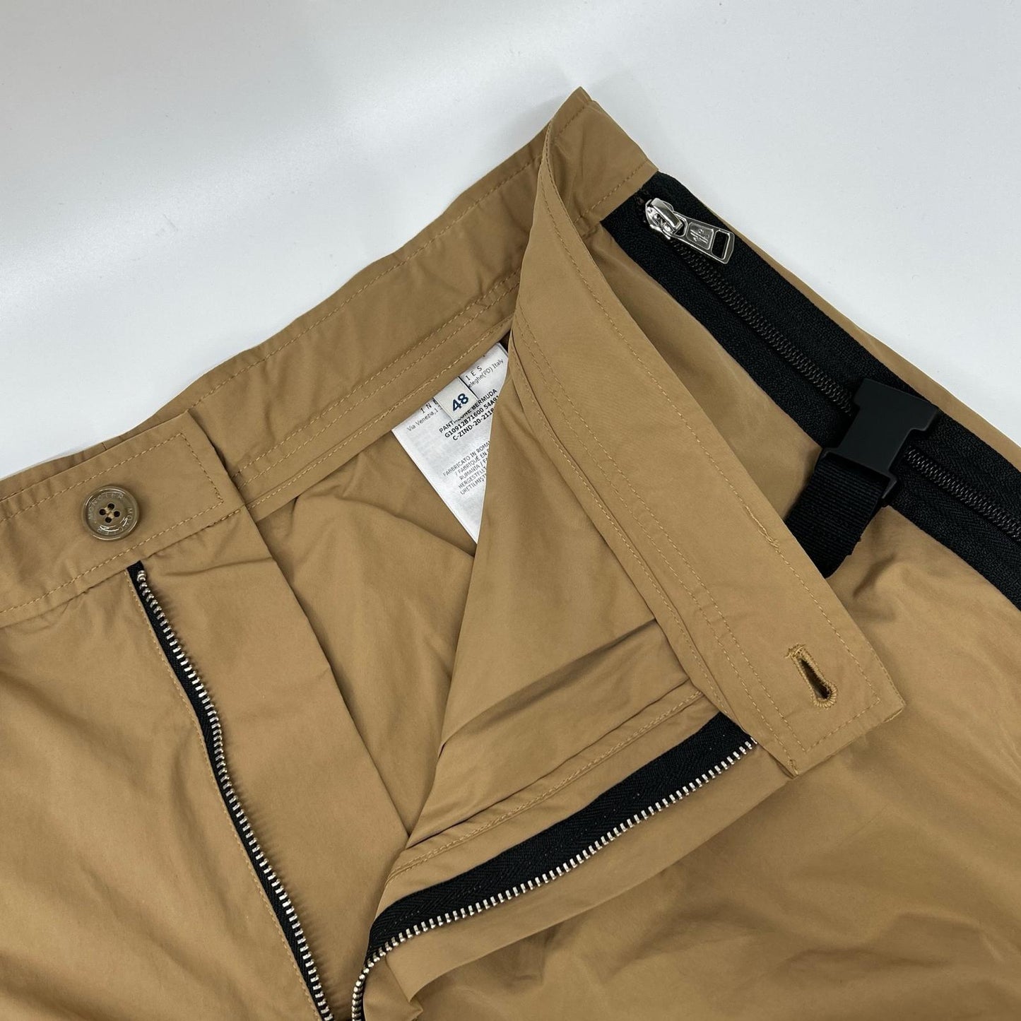 MONCLER モンクレール 20年製 ブラウン PANTALONE BERMUDA ナイロン ラバーロゴ サイドジップショートパンツ ボトムス