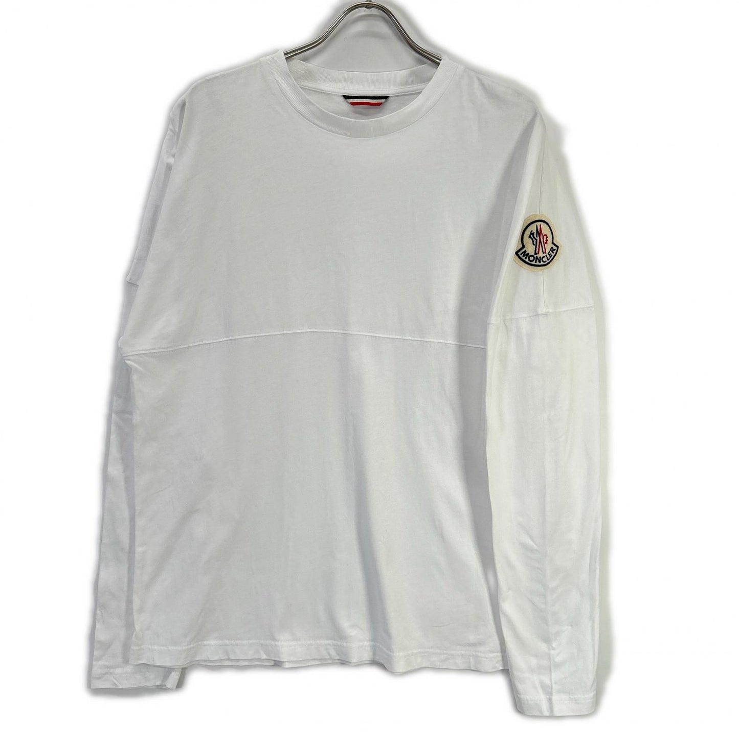 MONCLER モンクレール ホワイト MAGLIA T-SHIRT M/LUNGA ビックワッペン長袖カットソー トップス