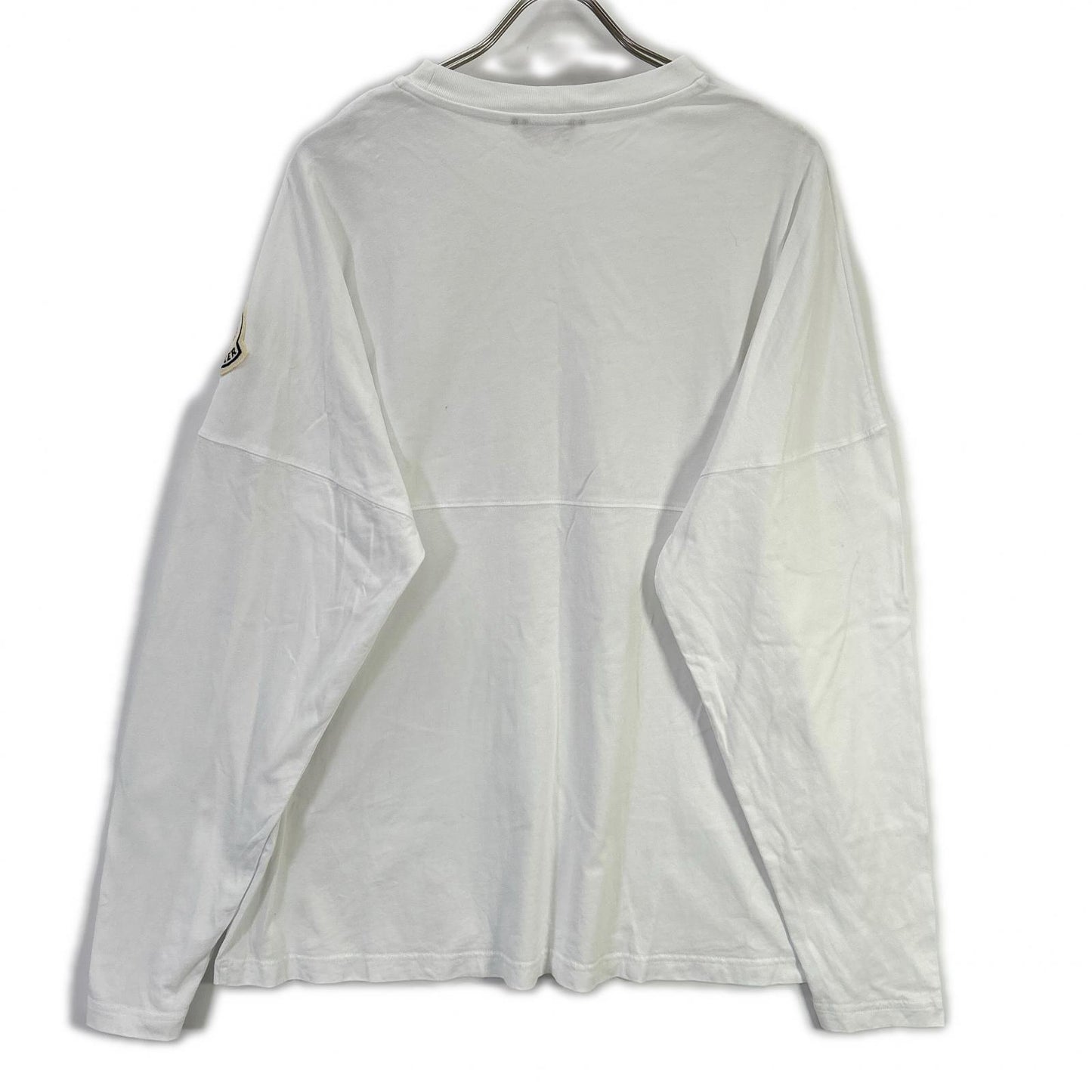 MONCLER モンクレール ホワイト MAGLIA T-SHIRT M/LUNGA ビックワッペン長袖カットソー トップス