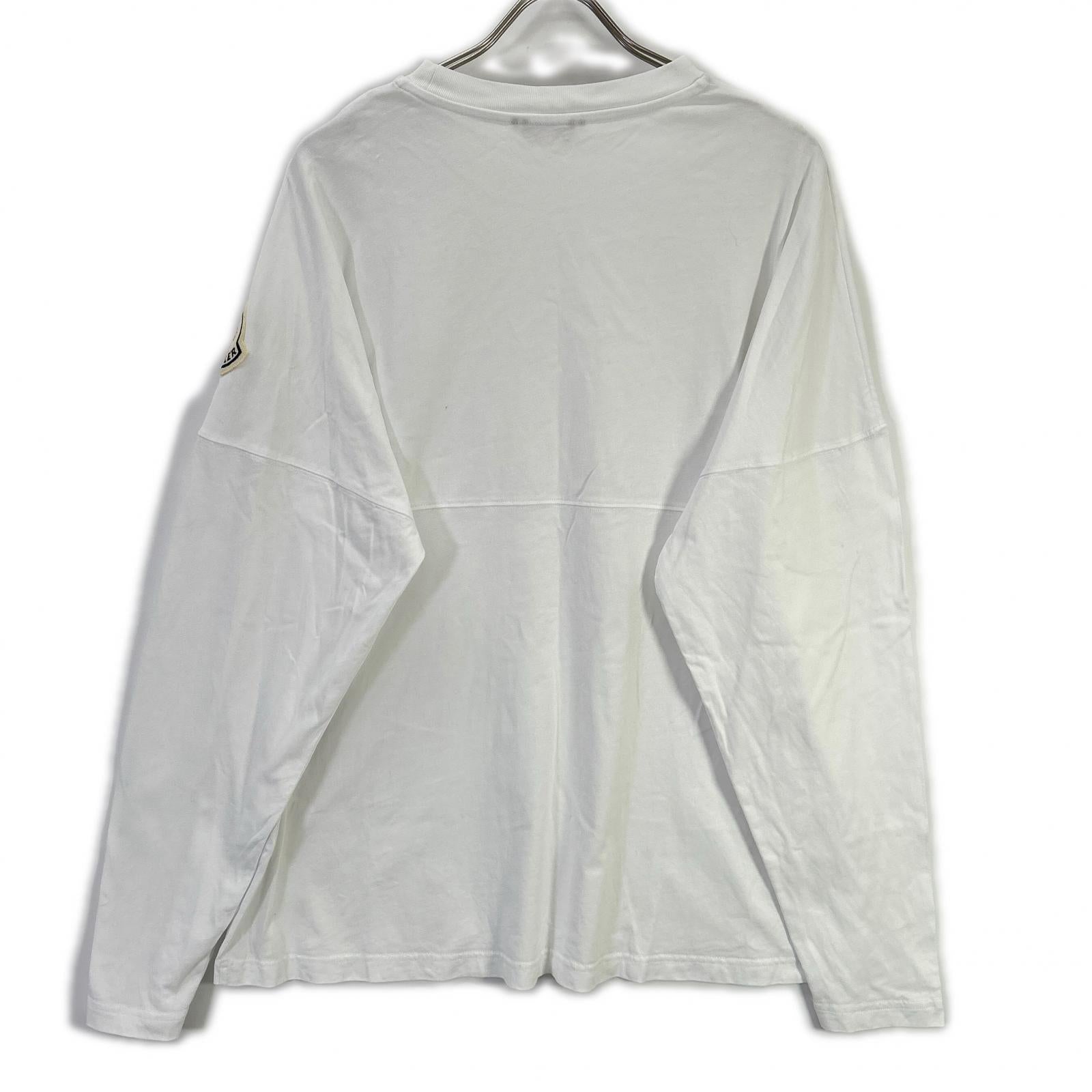 MONCLER モンクレール ホワイト MAGLIA T-SHIRT M/LUNGA ビックワッペン長袖カットソー トップス